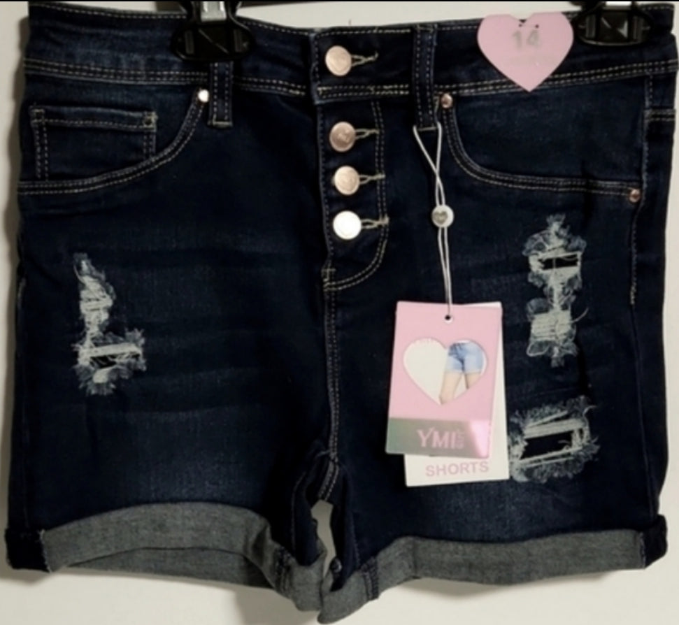 Size 14 - Girl's Ripped denim mini shorts