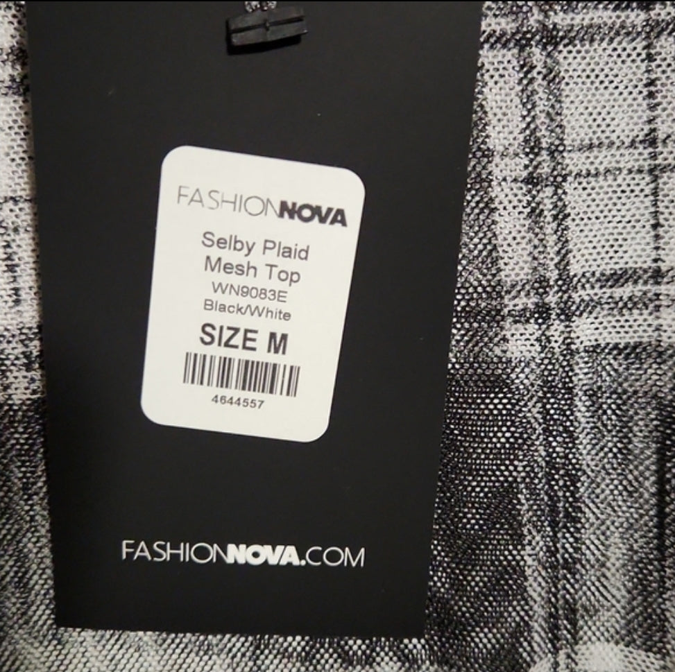 M - Plaid mesh top