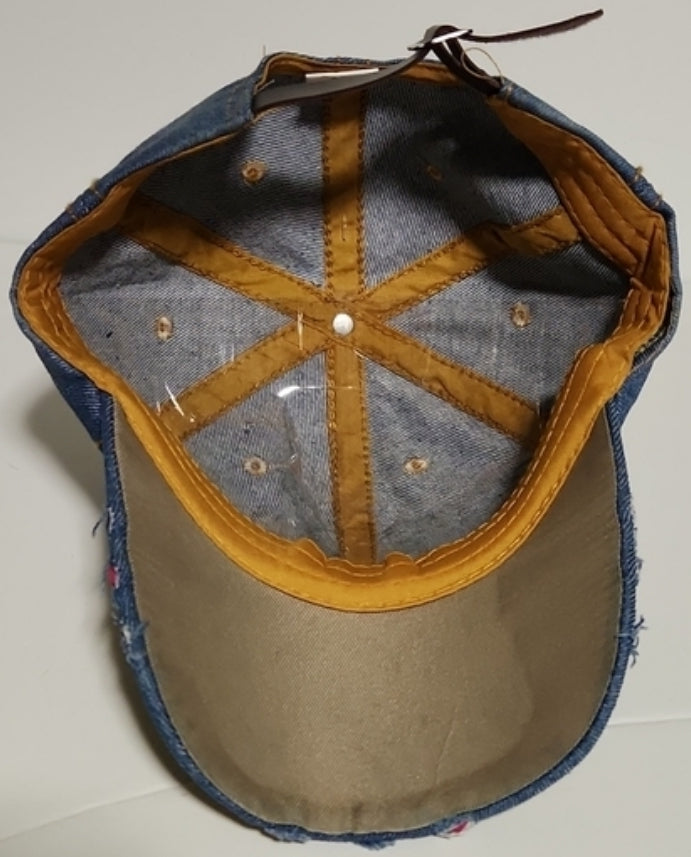 Distressed denim hat